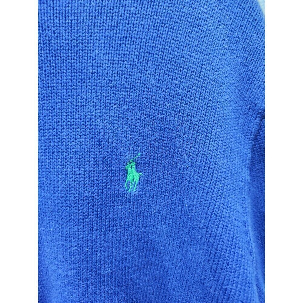 Polo Ralph Lauren Mens Blue Half-Zip Sweater XXL 100% Cotton Ribbed Collar & Cuf - Picture 2 of 7